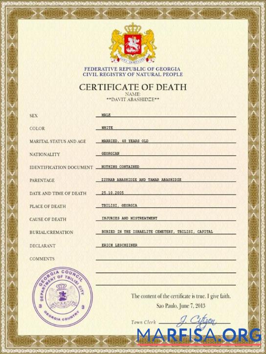 Realistic Georgia vital record death certificate PSD template